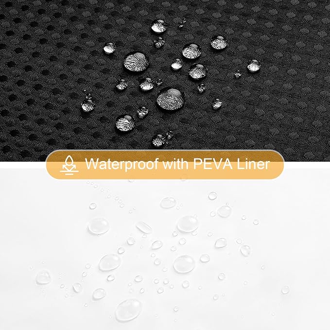 3 in 1 Black Shower Curtain with PEVA Liner, 12 Hooks, 72x72 | Luxury Weighted Fabric Shower Curtain Set, 12 Stainless Steel Double-Sided Hooks, Water Repellent, Bathroom Decor