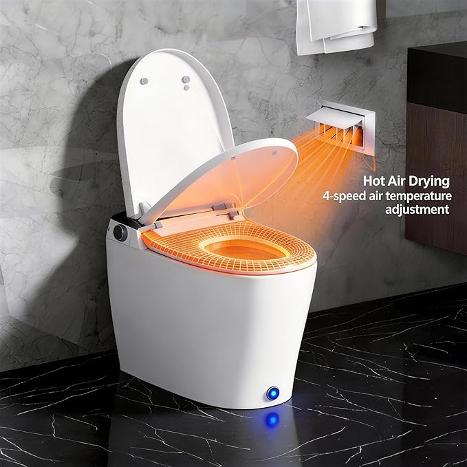 ‌VANCOCO Smart Toilets with Built-in Bidet,One-Piece Toilets with Toilet Bidet,Smart Toilets and Bidets with Night Light & Heated Seat,Warm Water Wash & Air Dryer