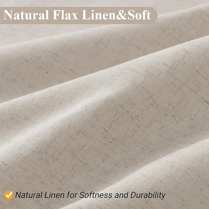 Light Tan Linen Shower Curtain, Cloth Textured Fabric Shower Curtain Set with Hooks, Simple Elegant Modern Farmhouse Country Ultra Thick Bath Curtains for Bathroom,Water Repellent,72x96
