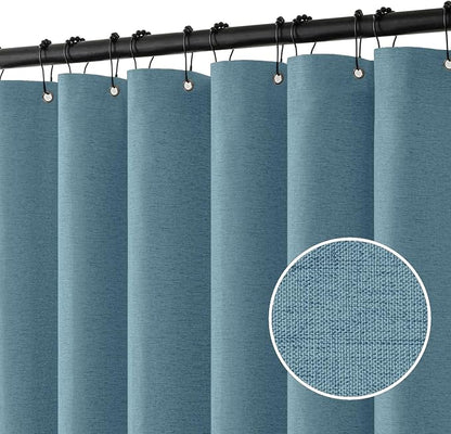 MIULEE Linen Fabric Shower Curtain Moonlight Blue W72*L72 12 Metal Hooks | Washable, Modern, Heavy Duty, Shower Curtain Set, Waterproof Thick Cloth Shower Curtains, Bathroom Bathtub