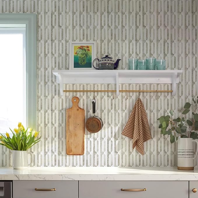 STICKGOO Peel and Stick Backsplash Tiles 12"x12", Waterproof Stick on Kitchen & Bathroom Backsplash, PVC Self Adhesive Wall Tiles for Fireplace, White/Beige Slate (10 Sheets)