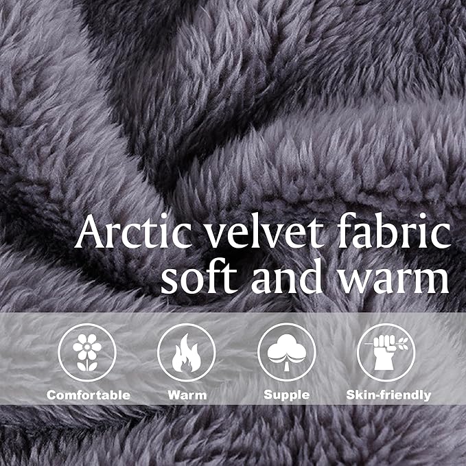 Inner Wish Mens Plush Fleece Robe, Cozy Warm Bathrobe Fuzzy Male Spa Long Robe With Pockets (DARK GREY)