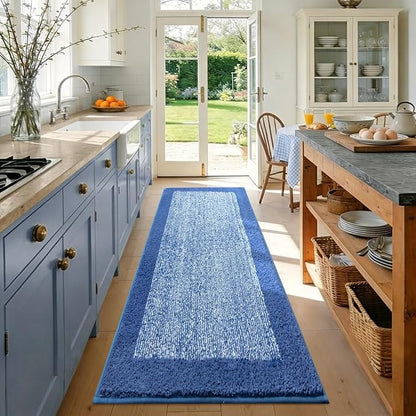 60x24 Long Bathroom Rugs Washable Non Slip, Blue Bath Mat for Bathroom Floor Tub, Soft Absorbent Quick Dry Mats for Shower,Bathtub,Home Decor