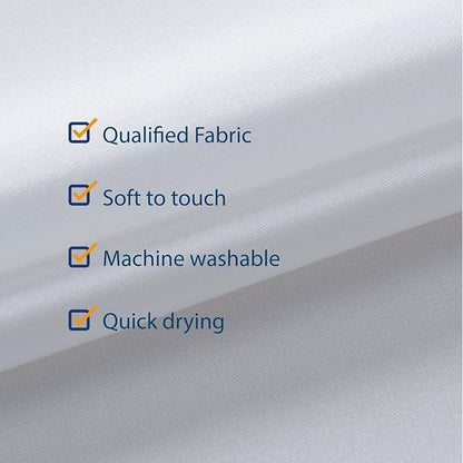 N&Y HOME Large Fabric Shower Curtain Liner 84 x 78 inches, Hotel Quality, Washable, Water Repellent, White Bathroom Curtains with Grommets, 84x78