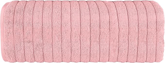 Elegant Comfort 100% Turkish Cotton Corduroy Ribbed Luxury Jumbo Bath Towel Ultra Soft - 35 x 70 Inch - Luxury Spa Premium Hotel Quality Highly Absorbent and Quick Dry Large Bath Towel, Dusty Rose