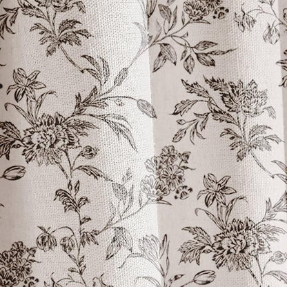 WOUVMA Black Shower Curtain Floral Cotton Linen Cottagecore Shower Curtain for Bathroom 72" W x 78" L