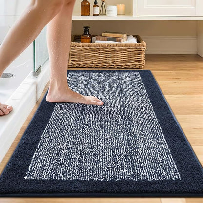 Bathroom Rugs 40x24 Non Slip Washable, Bath Mat for Bathroom Floor Tub, Soft Absorbent Quick Dry Mats for Shower, Bathtub,Home Decor(Dark Blue)