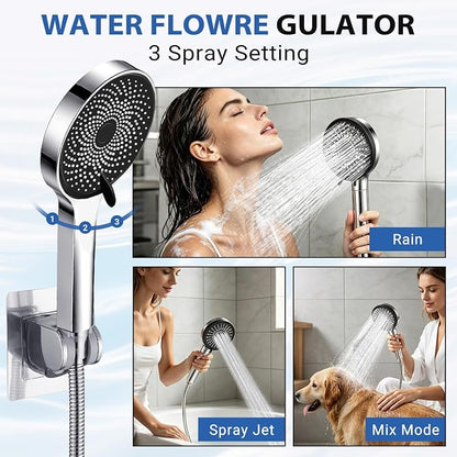 Shower Head, Rain Shower Head with Handheld Spray Combo, 8 Inch Adjustable High Pressure Rainfall Shower Head, Dual Showerhead Set with Extension Arm