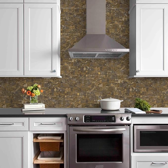 Vamos Tile 100 Pieces Peel and Stick Backsplash Tiles, 3" x 6" PVC Subway Tile, Rust Slate Stick on Backsplash Tiles for Kitchen/Bathroom/Fireplace/Laundry/Camper