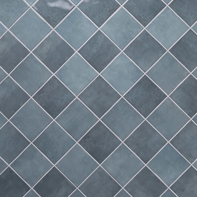 MSI Renzo Denim 5 Inch x 5 Inch Glossy Ceramic Square Wall Tile for Bathroom, Kitchen Backsplash, Accent Wall, and Shower