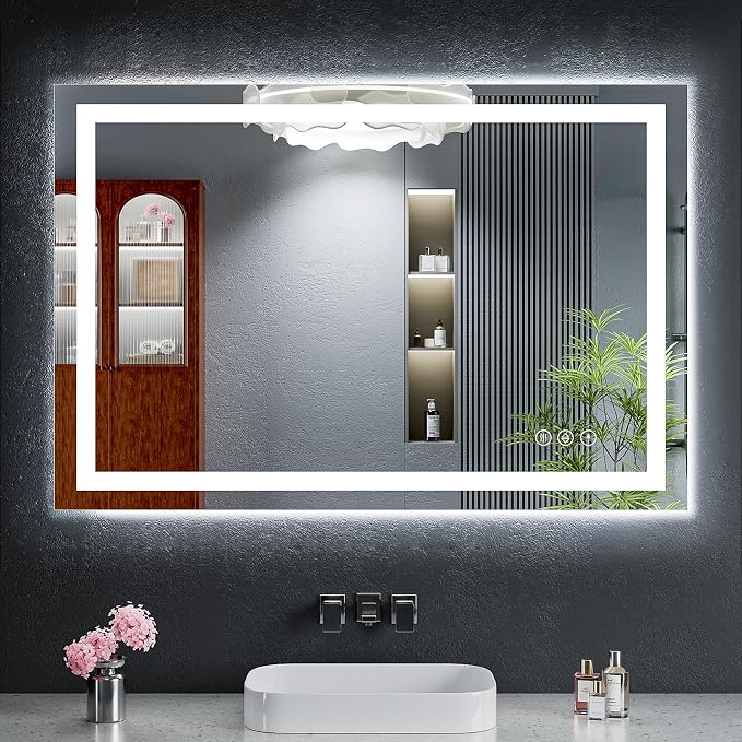 24"x42" LED Bathroom Mirror with Lights, Anti-Fog, Backlit+Frontlit | CRI 95, Stepless Dimmable, 3 Colors Lighting, Shatterproof Tempered Glass, HD Reflection, Memory, (Horizontal/Vertical)