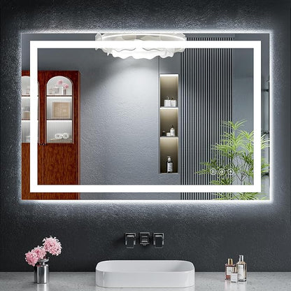 24"x42" LED Bathroom Mirror with Lights, Anti-Fog, Backlit+Frontlit | CRI 95, Stepless Dimmable, 3 Colors Lighting, Shatterproof Tempered Glass, HD Reflection, Memory, (Horizontal/Vertical)
