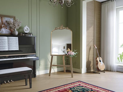 Arched Antique Gold Wall Mirror, 28"x36" Vintage Bathroom Mirror | Ornate Mirror over Sink, Arched Brass Wall Mirror for Fireplace, Living Room, Entryway, Bedroom, Hanging or Leaning