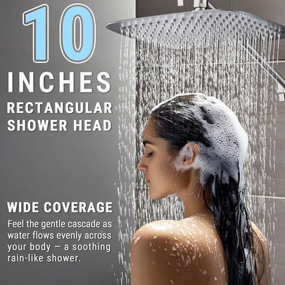 G-Promise 10 Inch All Metal Rain Shower Head with Handheld (Brushed Nickel) | Suits Every Height, Pause Mode Diverter, Massage Mode Handheld, Full Body Coverage, Easy to Install, Modern Bath Upgrade