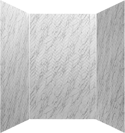 From Plain To Beautiful In Hours 133-640-HERR-KIT Herringbone Tile - Tub and Shower Wall Panels Surround (Covers/ 96 sq. ft.), Marble, 1 Piece