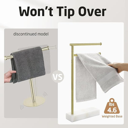 KES Gold Hand Towel Holder Stand, Marble Base, Countertop Swivel Towel Rack | Fits 2 Towels, Kithcen, Bathroom, Free Standing Design, 18/8 Stainless Steel Brushed Gold, BTH233-BZ