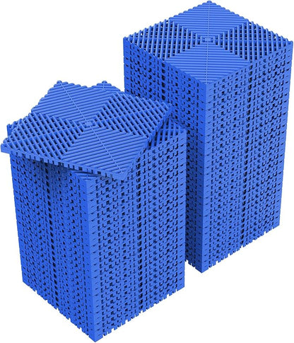 60-Pcs Interlocking Tile, 12" x 12" Indoor/Outdoor Self-Drainage Interlocking Floor Tiles, Non-Slip Heavy-Duty Polypropylene Splicing Flooring Tile for Garage Patio Pool Bathroom, Blue