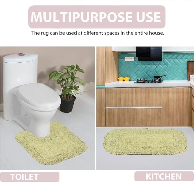Home Weavers Radiant Collection 100% Cotton Bathroom Rugs Set, Machine Washable Rug, Extra Soft and Absorbent Bath Rug, Kitchen Mat, Bath Mat Set, Bath Floor Mat Non Slip, 24"x40" Rectangle, Green