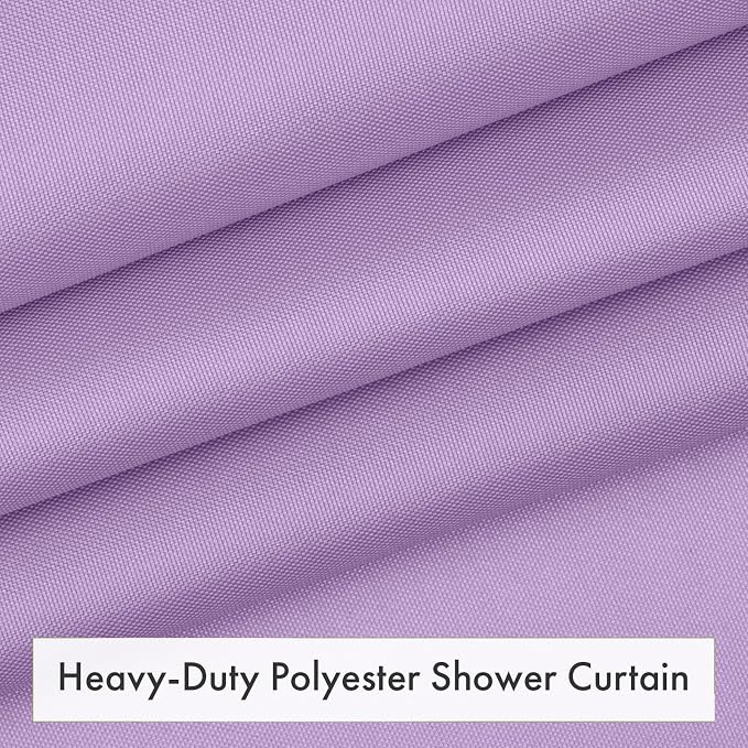 Amazer Lavender Purple Shower Liner Cloth Waterproof, Soft Shower Curtain Liner Fabric with Weighted Stones, Washable Shower Curtain and Liner 2-in-1, 120G Heavy Duty, 12 Grommet Holes, 72 x 72 Inches