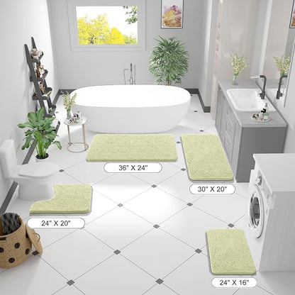 OLANLY Bathroom Runner Rugs 44x24, Soft Absorbent Chenille Bath Rugs, Rubber Backing Quick Dry, Machine Washable Long Bath Mats for Bathroom Floor, Tub and Shower, Home Decor Accessories, Vanilla | Vanilla, Quick-Drying Rubber Backing, Washable Long Ba...