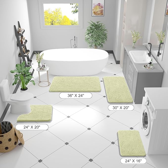 OLANLY Bathroom Rugs 36x24, Extra Soft Absorbent Chenille Bath Rugs | Vanilla, Quick-Drying Rubber Backing, Machine Washable Bath Mat for Bathroom Floor, Tub and Shower, Home Decor Accessories