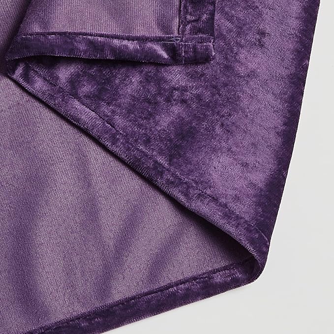 Fredsure Distressed Velvet Shower Curtain Set, 13 Pieces Purple Including 1 Piece 72"x72" Shower Curtain and 12 Pieces Silver Hooks