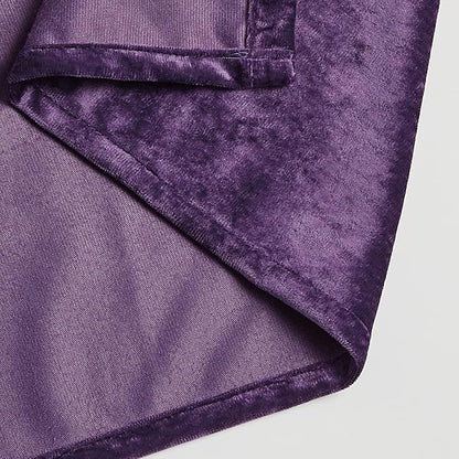 Fredsure Distressed Velvet Shower Curtain Set, 13 Pieces Purple Including 1 Piece 72"x72" Shower Curtain and 12 Pieces Silver Hooks