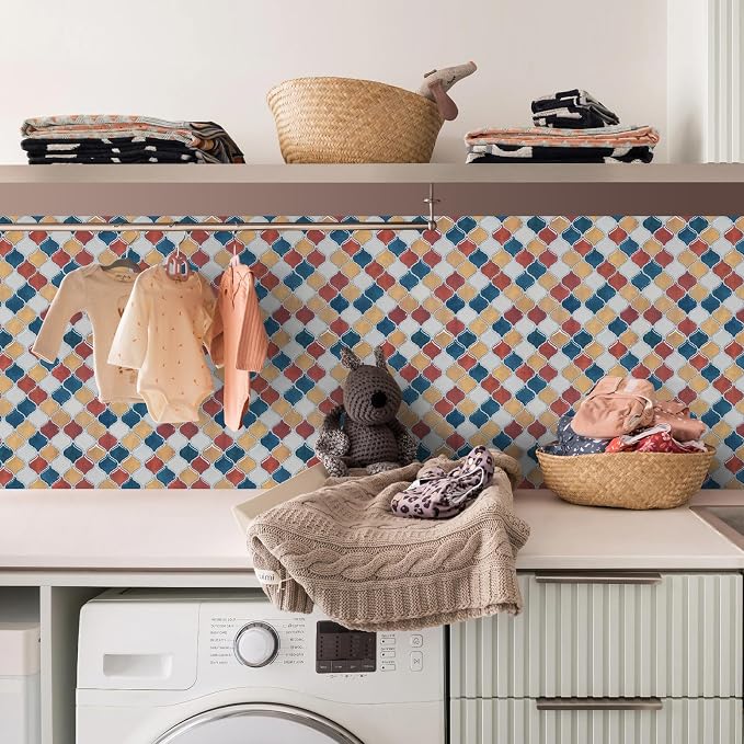 STICKGOO Arabesque Peel and Stick Backsplash, 12”X12” Backsplash Tile for Kitchen Peel and Stick, Self Adhesive Wall Tile Stick on Tiles (Moroccan Multi-Color)