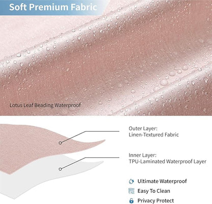 Extra Long Fabric Shower Curtain with Waterproof Layer,72x84,Blush | 2-in-1 Design,Linen Textured,100% Waterproof TPU-Laminated Backing,Magnetic Weighted,Machine Washable,For Bathroom,Hotel