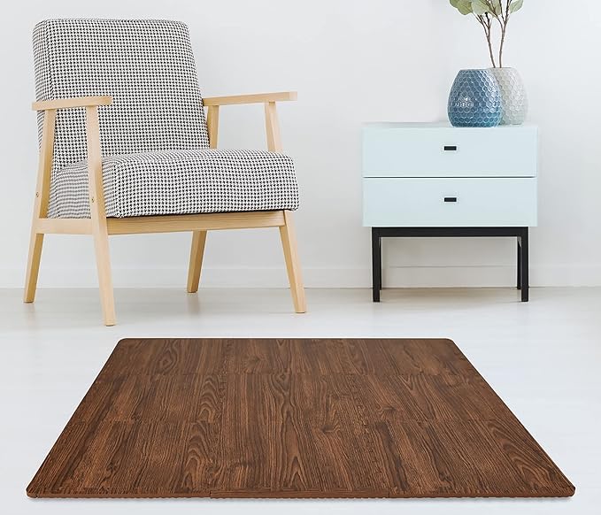 FloorPops Brown Craftsman Interlocking Floor Tiles, FP3593