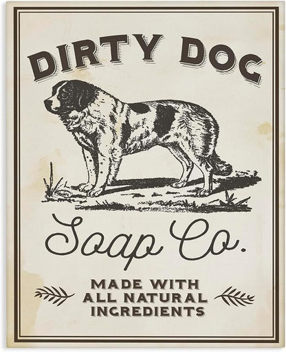Dirty Dog Soap Vintage Sign, 36 x 48 Inch Canvas Wall Art | Stupell Industries · By Lil' Rue · Ready to hang · Bathroom and laundry room decor · Made in USA