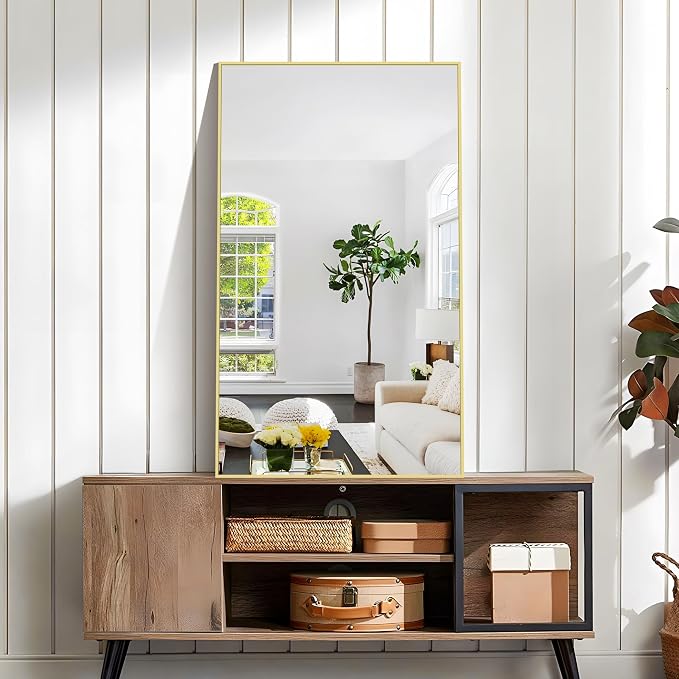 KOCUUY Gold Bathroom Mirror, 24"x40" Rectangle Bathroom Mirror for Wall, HD Tempered Glass, Anti-Rust Frame, Modern Design for Bathroom, Bedroom, Living Room, Entryway