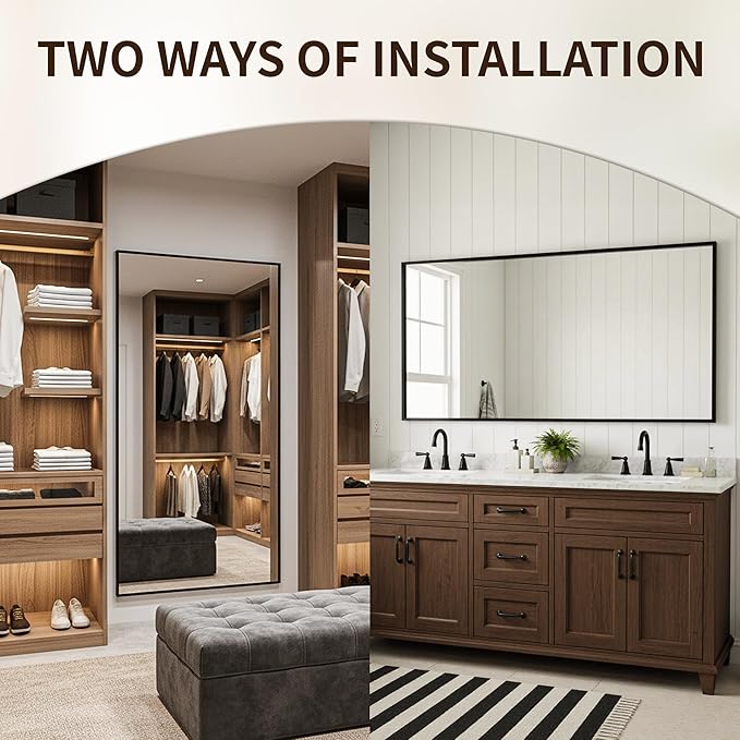 FICTOR Bathroom Vanity Mirror for Over Sink, 30" x 60", Black | Anti-Rust Frame, Shatterproof Tempered Glass, Vertical/Horizontal Wall Mounted Mirror for Bedroom, Entryway, Living Room