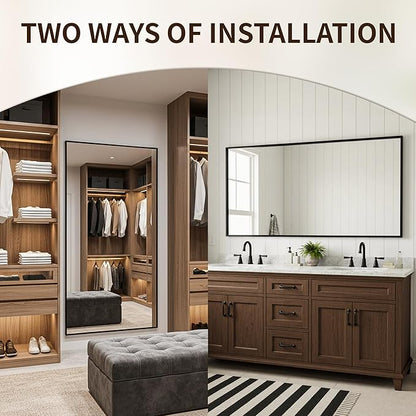 FICTOR Bathroom Vanity Mirror for Over Sink, 30" x 60", Black | Anti-Rust Frame, Shatterproof Tempered Glass, Vertical/Horizontal Wall Mounted Mirror for Bedroom, Entryway, Living Room