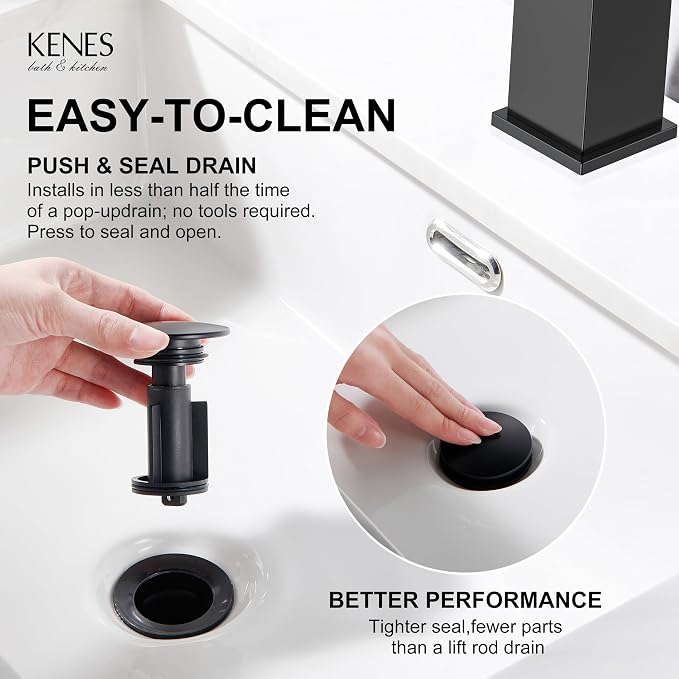 Matte Black Single Handle Bathroom Faucet 1 Hole, Black Vanity Faucet | Bathroom Sink Faucet with Pop Up Drain & Supply Lines, Lead-Free cUPC & NSF Certified, 1 Handle Faucet for Vanity RV Restroom