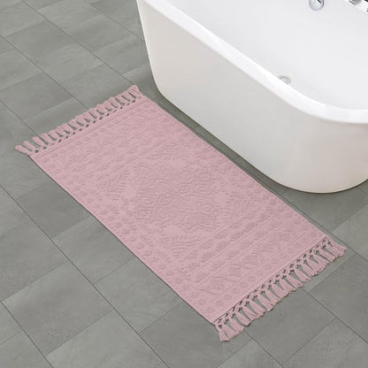 French Connection Nellore Bath Rugs, Woven and Beaded Bath Mats, Durable and Thick Bath Mats and Shower Rugs, 26" x 49", Light Purple