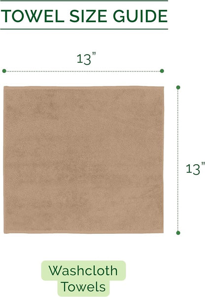 Elegant Comfort 100% Turkish Cotton Corduroy Ribbed Luxury Washcloths 6 Pack Soft 13 x 13 Inch - Higly Absorbent, Durable, Quick Dry, Spa Premium Hotel Quality for Bathroom or Travel, Taupe