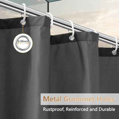 Seenus Charcoal Grey Waterproof Fabric Shower Curtain Liner with 3 Large Magnets, Washable Cloth Shower Liner Carbon Grey, 72 x 72 inch Lightweight Bathroom Shower Curtain Dark Gray