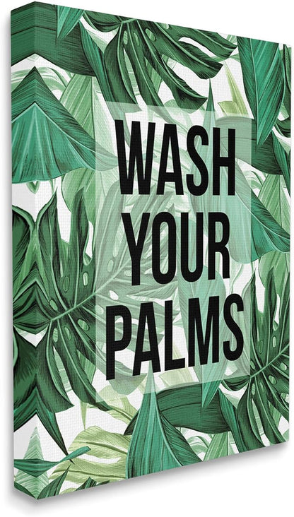 Stupell Industries Bathroom Palm Phrase, 36 x 48 Inch Canvas Wall Art | Stupell Industries · By Lil' Rue · Ready to hang · Great for bath and laundry spaces · Made in USA