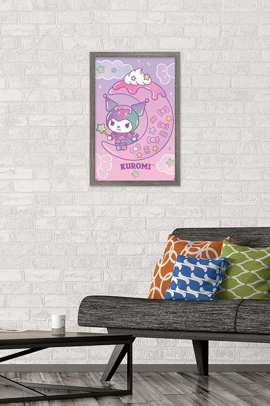 Trends International Hello Kitty and Friends: 24 Dreamland - Kuromi Wall Poster, 22.4L x 14.7W, Barnwood Framed Version