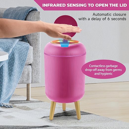 Pukomc Smart Sensor Wastebasket, Convenient and Hygienic Easy to Use | Technology Sensor Waterproof Wastebasket Plastic Trash Can for Kitchen, Bathroom, Bedroom, Living Room, Office and Outdoor