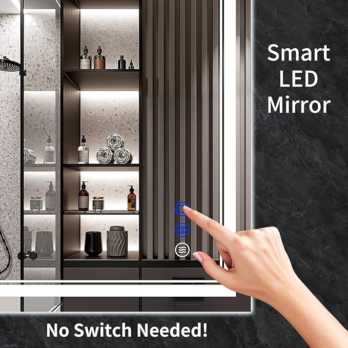 30"x22" LED Bathroom Mirror with Lights,Anti-Fog,3 Color Modes