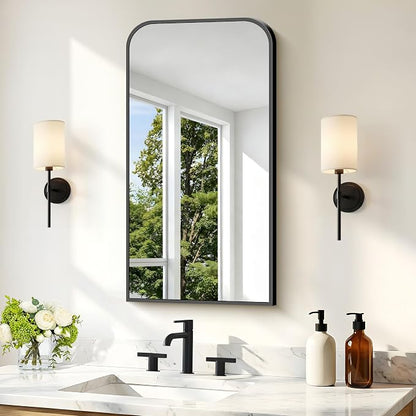 COFENY Bathroom Mirror, 20x36 inch Black Rectangle Wall Mounted Mirror with Thin Frame, Bathroom Vanity Mirrors for Over Sink, Entryway, Living Room, Bedroom