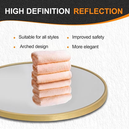 28x22 Gold Oval Bathroom Mirror for Over Sink, Aluminum Frame | HD Reflection No Distortion, Aluminum Frame, Mounting Hardware for Vertical or Horizontal Mount