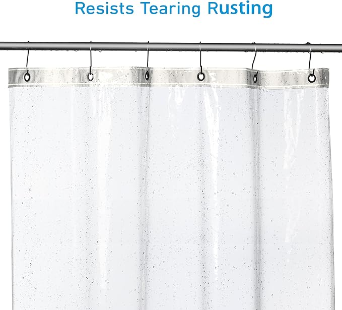 EHZNZIE Shower Curtain Liner Light Weight PEVA, Shower Liner 36x72 Inches, Waterproof, No Chemical Smell with 12 Rust Proof Metal Grommets for Bathroom Shower Curtain, Clear