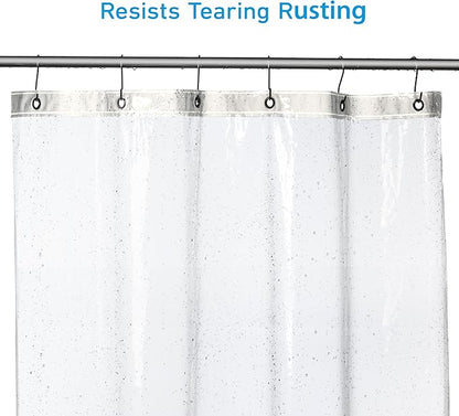 EHZNZIE Shower Curtain Liner Light Weight PEVA, Shower Liner 36x72 Inches, Waterproof, No Chemical Smell with 12 Rust Proof Metal Grommets for Bathroom Shower Curtain, Clear