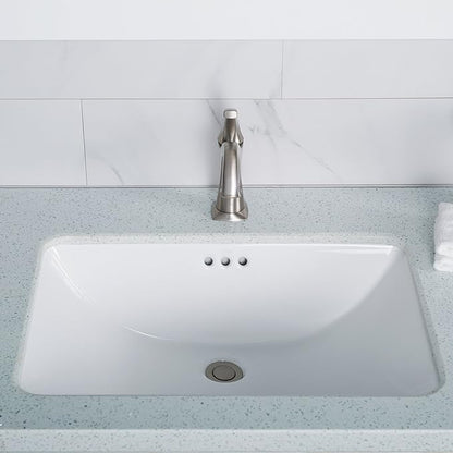 KRAUS Elavo 23-inch Rectangular Undermount White Porcelain Ceramic Bathroom Sink with Overflow, KCU-251