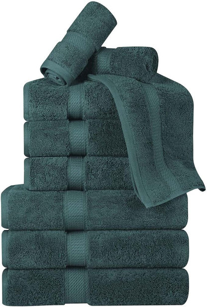 Superior Egyptian Cotton 800 GSM Plush & Absorbent, 9 Piece Set, Teal | Quick Dry, Soft Luxury Towel Set, Bath Essentials, Guest Bath, Spa, 3 Bath, 3 Hand, 3 Face Towel, Madeline Towels