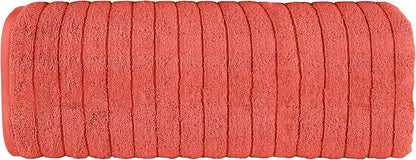 Elegant Comfort 100% Turkish Cotton Corduroy Ribbed Luxury Jumbo Bath Towel Ultra Soft - 35 x 70 Inch - Luxury Spa Premium Hotel Quality Highly Absorbent and Quick Dry Large Bath Towel, Coral