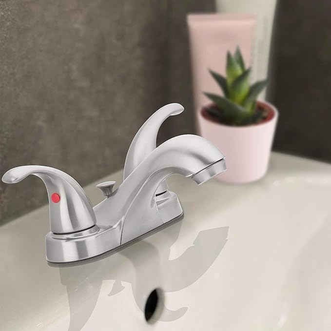 Aqua Vista 15-B42WP-BN-AV Two Handle Bathroom Sink Faucet, Brushed Nickel